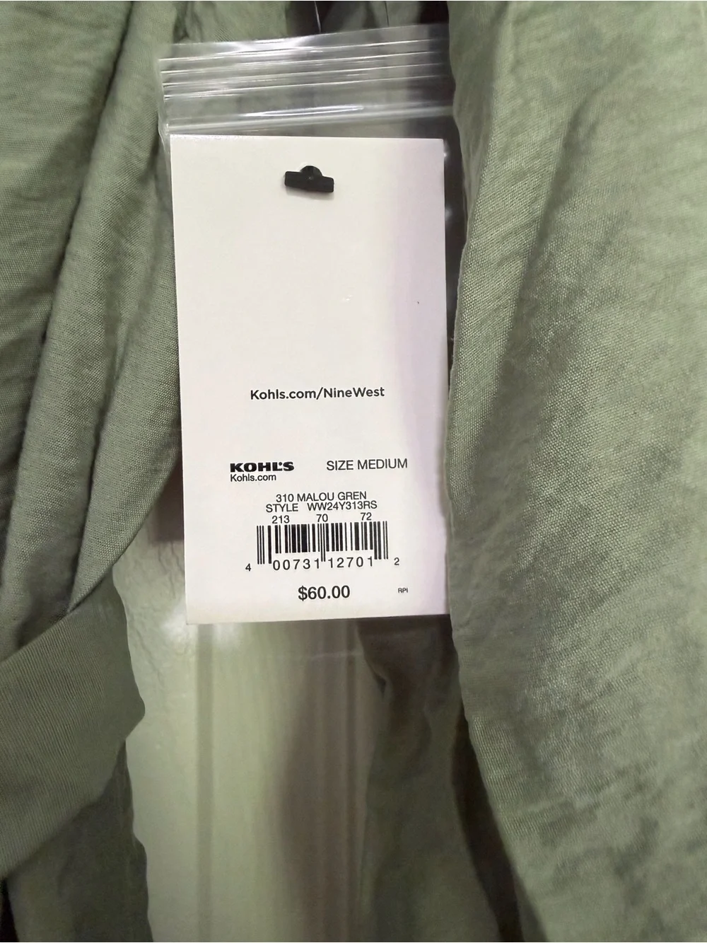 Nine West Olive Green Button-Front Midi Shirt Dress - Picture 3 of 3